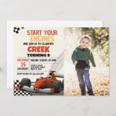 Race Car Party Geburtstag Einladung mit Foto (Vorne/Hinten)