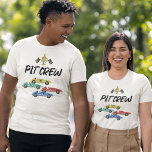 Race Car Pit Crew Birthday Adult T-Shirt<br><div class="desc">Racing themed Geburtstagsparty T - Shirt mit einem 4 Aquarellrennen Wagen,  Schachfahnen,  eine Trophäe,  und das Sprichwort "PIT CREW".</div>