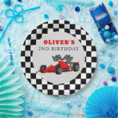 Race Car Race Birthday Party Checkered Paper Plate Pappteller (Party)