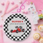 Race Car Race Birthday Party Checkered Paper Plate Pappteller (Party)