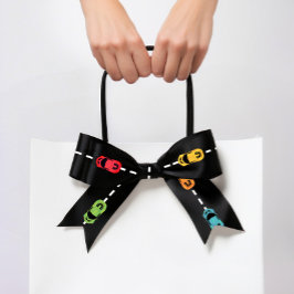 Race Car Race Track Black Satinband