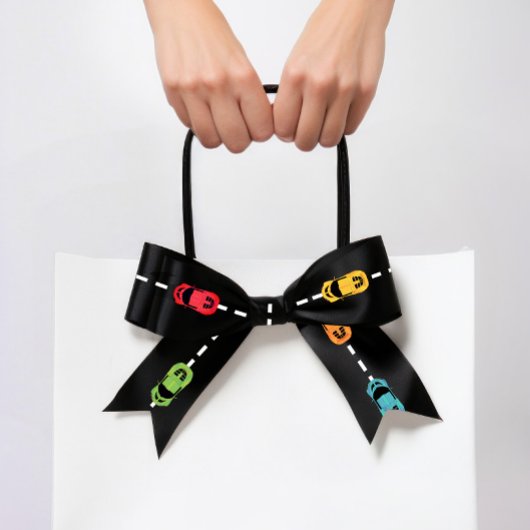 Race Car Race Track Black Satinband