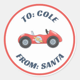 Race Car Racetra Weihnachtsfeier Doppel-Aufkleber Runder Aufkleber