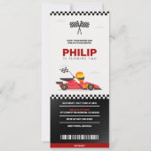 Race Car Racing Boy Birthday Party Ticket Einladung (Vorderseite)