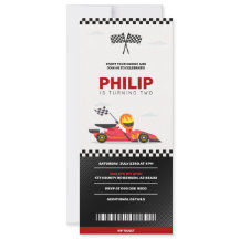 Race Car Racing Boy Birthday Party Ticket