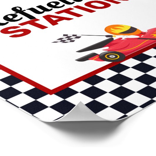 Race Car Racing Boy Birthday Tankstelle Poster (Ecke)