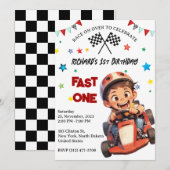 Race Car Racing Kid's Birthday Theme Einladung (Vorne/Hinten)