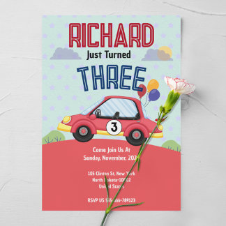 Race Car Racing Kindermädchen Einladung zum Geburt