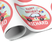 Race Car Racing Kindertheater Geschenkpapier (Rolleneckpunkt)