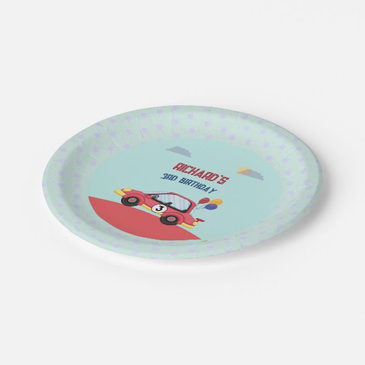 Race Car Racing Kindertheater Pappteller (Schrägansicht)