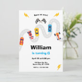 Race Car Rally Birthday Party Einladung (Stehend Vorderseite)