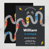 Race Car Rally Birthday Party Einladung (Vorne/Hinten)