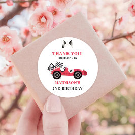 Race Car Red Birthday Party Runder Aufkleber