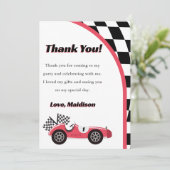 Race Car Red Geburtstagsparty Danke Karte (Stehend Vorderseite)