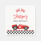 Race Car Red Racing Boy 1. Geburtstag Serviette (Vorderseite)