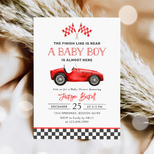 Race Car Red Racing Boy Baby Dusche Einladung