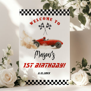 Race Car Red Racing Kindergeburtstag Willkommen Poster