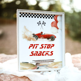 Race Car RedPit Stopp Snacks Geburtstagsparty Poster