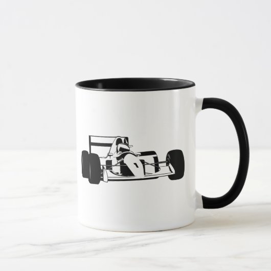 Race Car Silhouette black and white Tasse (Rechts)