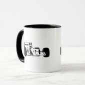 Race Car Silhouette black and white Tasse (Vorderseite Links)