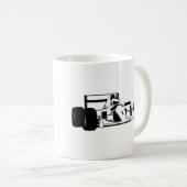 Race Car Silhouette schwarz-weiß Kaffeetasse (VorderseiteRechts)