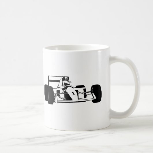 Race Car Silhouette schwarz-weiß Kaffeetasse (Rechts)