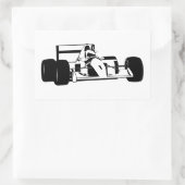 Race Car Silhouette schwarz-weiß Rechteckiger Aufkleber (Tasche)