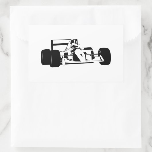 Race Car Silhouette Schwarzweiß-Quadrat Aufkleber (Tasche)