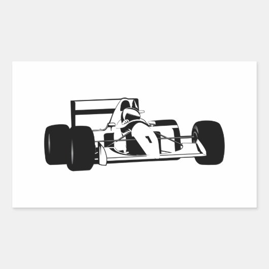 Race Car Silhouette Schwarzweiß-Quadrat Aufkleber (Vorderseite)