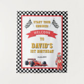 Race Car Start Your Engines 1st Birthday Wandteppich (Vorderseite)