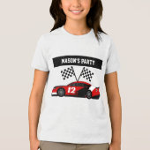 Race Car Text und Nummer Tri-Blend Shirt (Vorderseite)