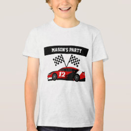 Race Car Text und Nummer Tri-Blend Shirt