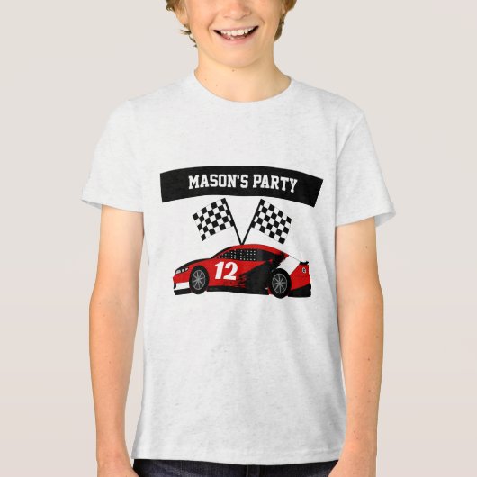 Race Car Text und Nummer Tri-Blend Shirt (Vorderseite)