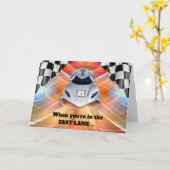 Race Car Thema 21. Geburtstag Fast Lane Karte (Gelbe Blume)