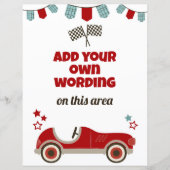 Race Car Thema Custom Sign (Vorderseite)