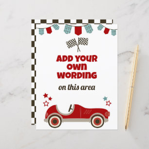 Race Car Thema Custom Sign