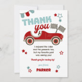 Race Car Thema Dankeschön Karte (Vorderseite)