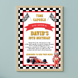Race Car Thema Geburtstag Time Kapsel Spiel Poster