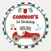 Race Car Thema Runder Aufkleber (Vorderseite)