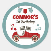 Race Car Thema Runder Aufkleber (Vorderseite)