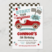 Race Car Themed Party Einladung (Vorne/Hinten)