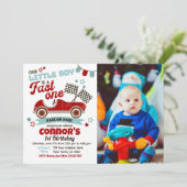 Race Car Themed Party Einladung für den 2. Geburts (Stehend Vorderseite)