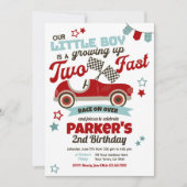 Race Car Themed Party Einladung für den 2. Geburts (Vorderseite)