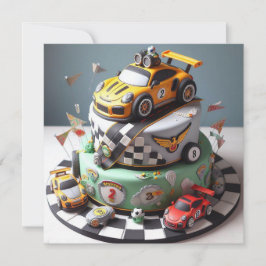 RACE CAR THEMIERTER KINDERGEBURTSTAG CAKE KARTE