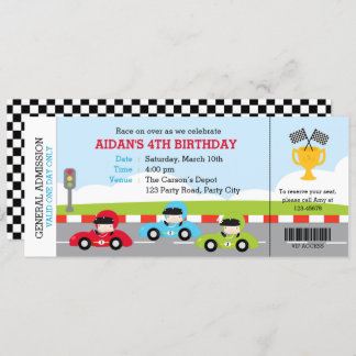 Race Car Ticket Geburtstag Einladungen Boarding Pa