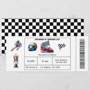 Race Car Ticket Geburtstagsparty Einladung