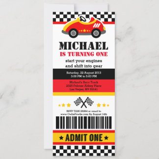 Race Car Ticket Pass Geburtstagsparty Einladung
