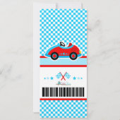 Race Car Ticket Pass Kinderdusche Party Einladung (Rückseite)