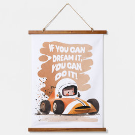 Race Car Träume Wandteppich Mit Holzrahmen