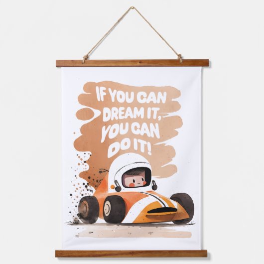 Race Car Träume Wandteppich Mit Holzrahmen (Vorderseite)